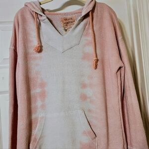 Trade Heritage Women's Pink and White V-Neck Hoodie